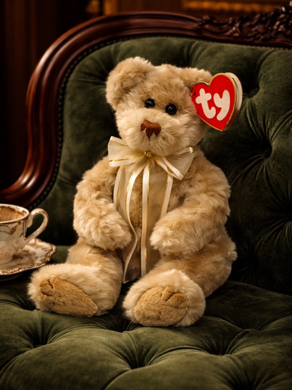 Vintage Teddy Bear Plush Attic Treasures Beverly Gold 93 TY Collectible Classic